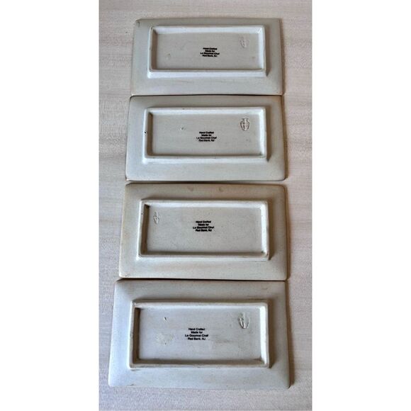 Rectangular Asian Green Crackle Ceramic Sushi Plates Le Gourmet Chef Set Of 4 - Picture 6 of 11